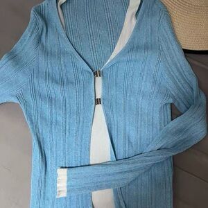GK Light Blue Ribbed Midi Dress